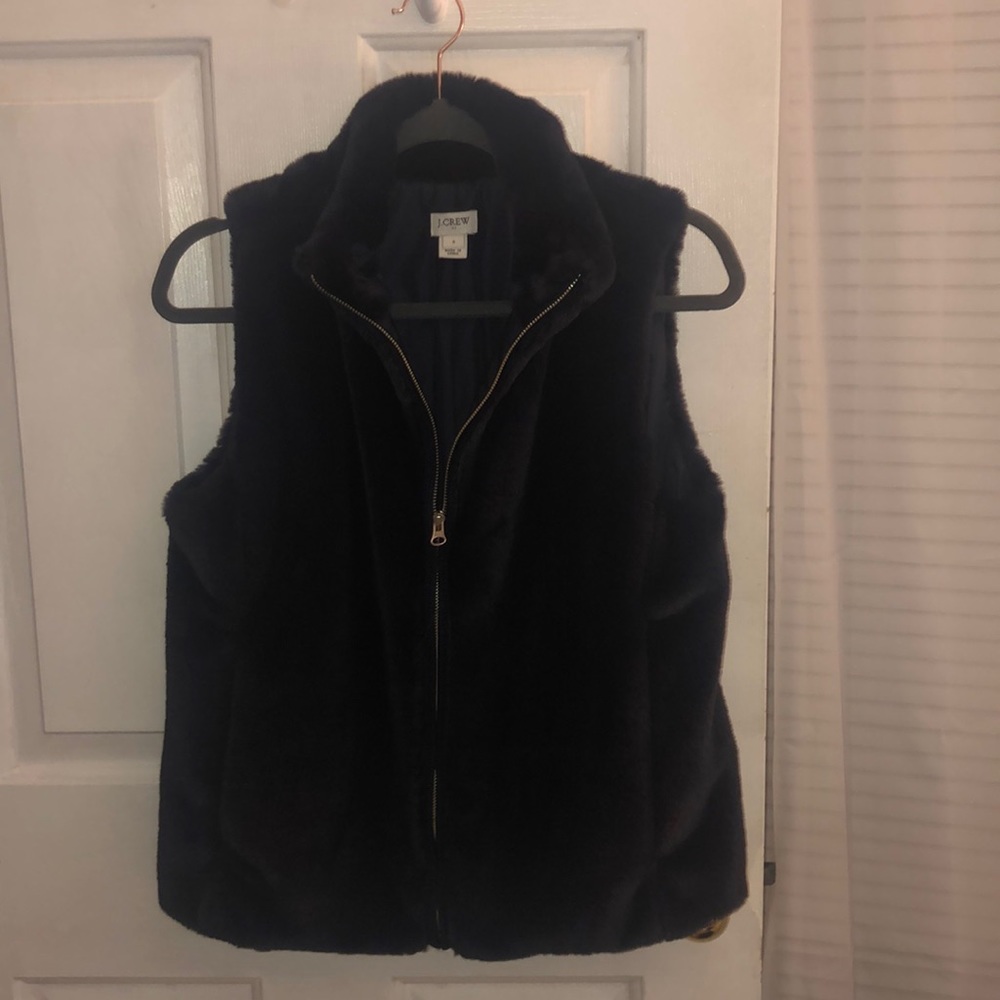 J.Crew Navy Fur Vest Small
